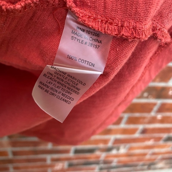 Soft Surroundings Womens Small Orange Danielle Funky Button Sharkbite Tunic Top - Picture 8 of 11